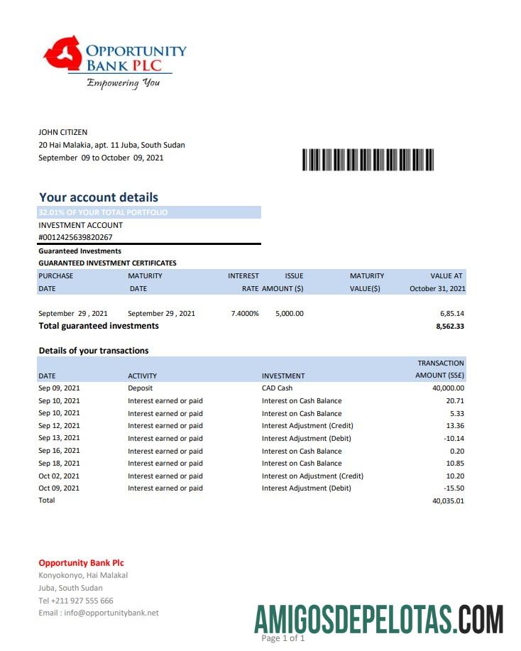 South Sudan Opportunity Bank amostra